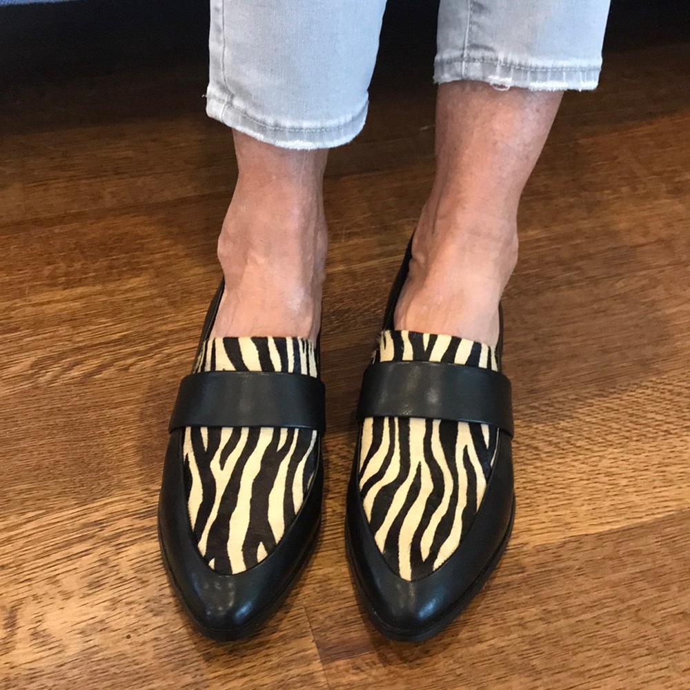 NWOT leather pony hair loafers from lord & Taylor